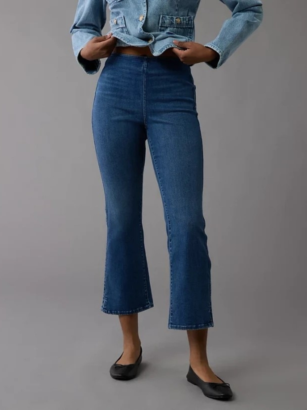 American Eagle Luxe Pull On Bootcut Kick Flare Jeans Short Length